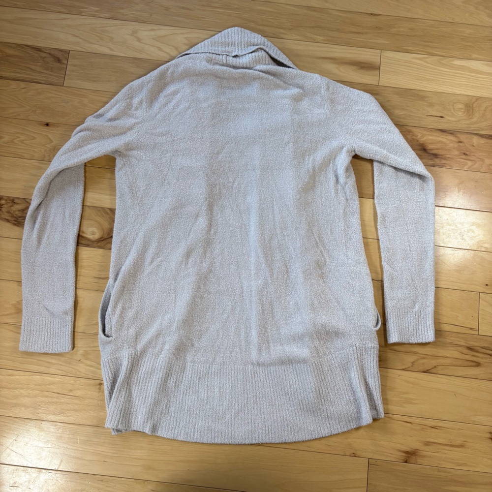 Barefoot Dreams CozyChic Lite Circle Cardigan Womens Sz S Dove Gray Open Sweater - Picture 8 of 8